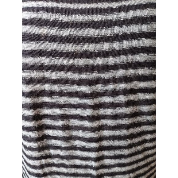 Peruvian Connection, Large Long Gray Black Stripe, Short Sleeve, Alpaca, Cotton - Picture 3 of 4